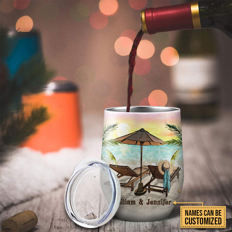 Beach Ours Is My Favorite Custom Wine Tumbler, Beach Couple Gift