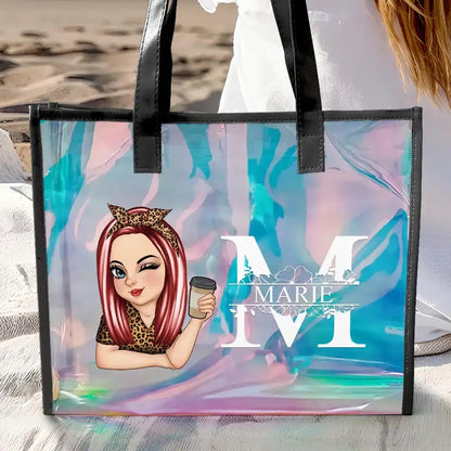 Beach Summer Vibe Monogram - Personalized Holographic Tote Ornament The Next Custom Gift