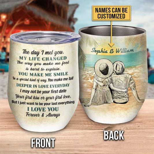 Beach Couple Dressed My Life Changed Custom Wine Tumbler