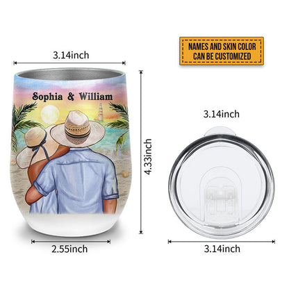 Beach Couple Dressed Sweeter Than Wine Softer Custom Wine Tumbler