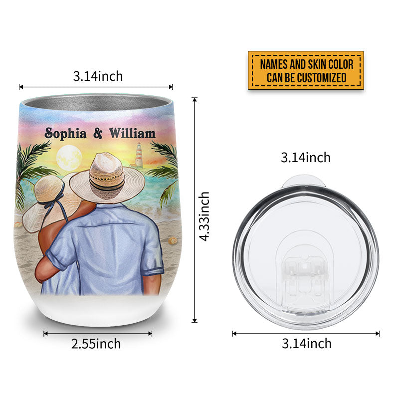 Beach Couple Dressed Sweeter Than Wine Softer Custom Wine Tumbler