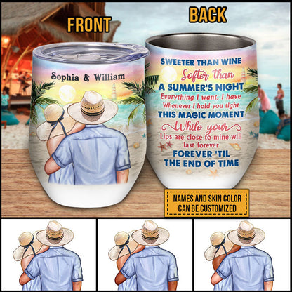 Beach Couple Dressed Sweeter Than Wine Softer Custom Wine Tumbler