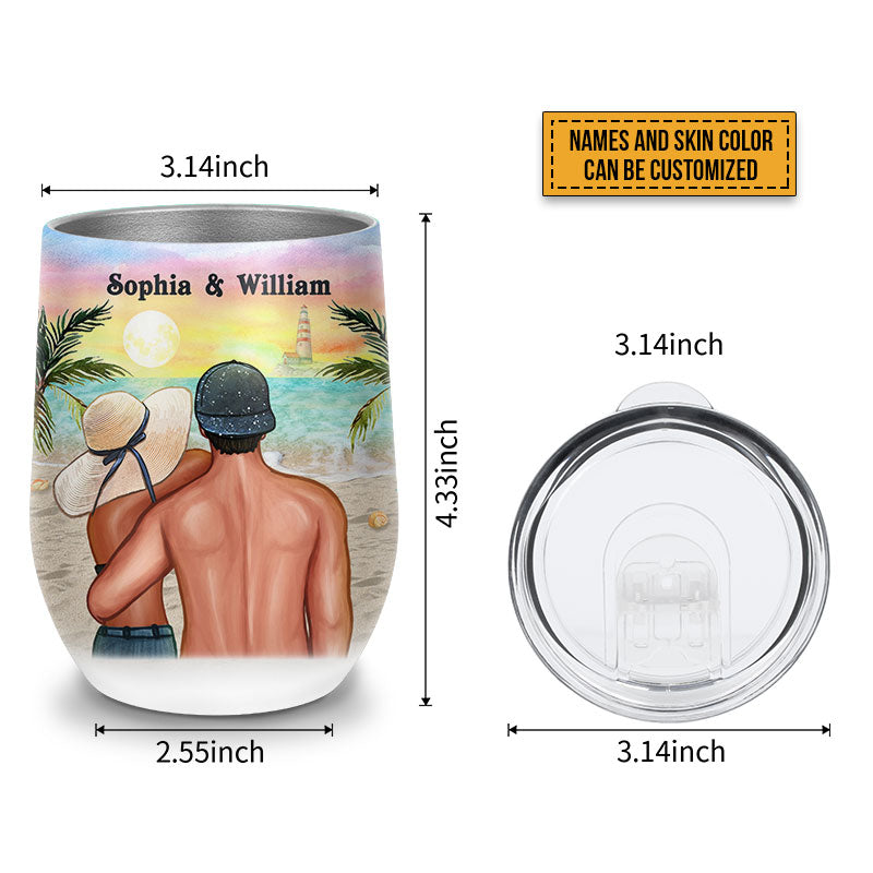 Beach Couple Sweeter Than Wine Custom Wine Tumbler