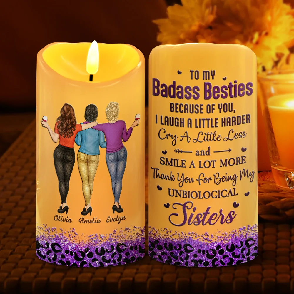 Because Of You I Laugh A Little Harder - Personalized Flameless LED Candle