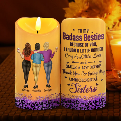 Because Of You I Laugh A Little Harder - Personalized Flameless LED Candle