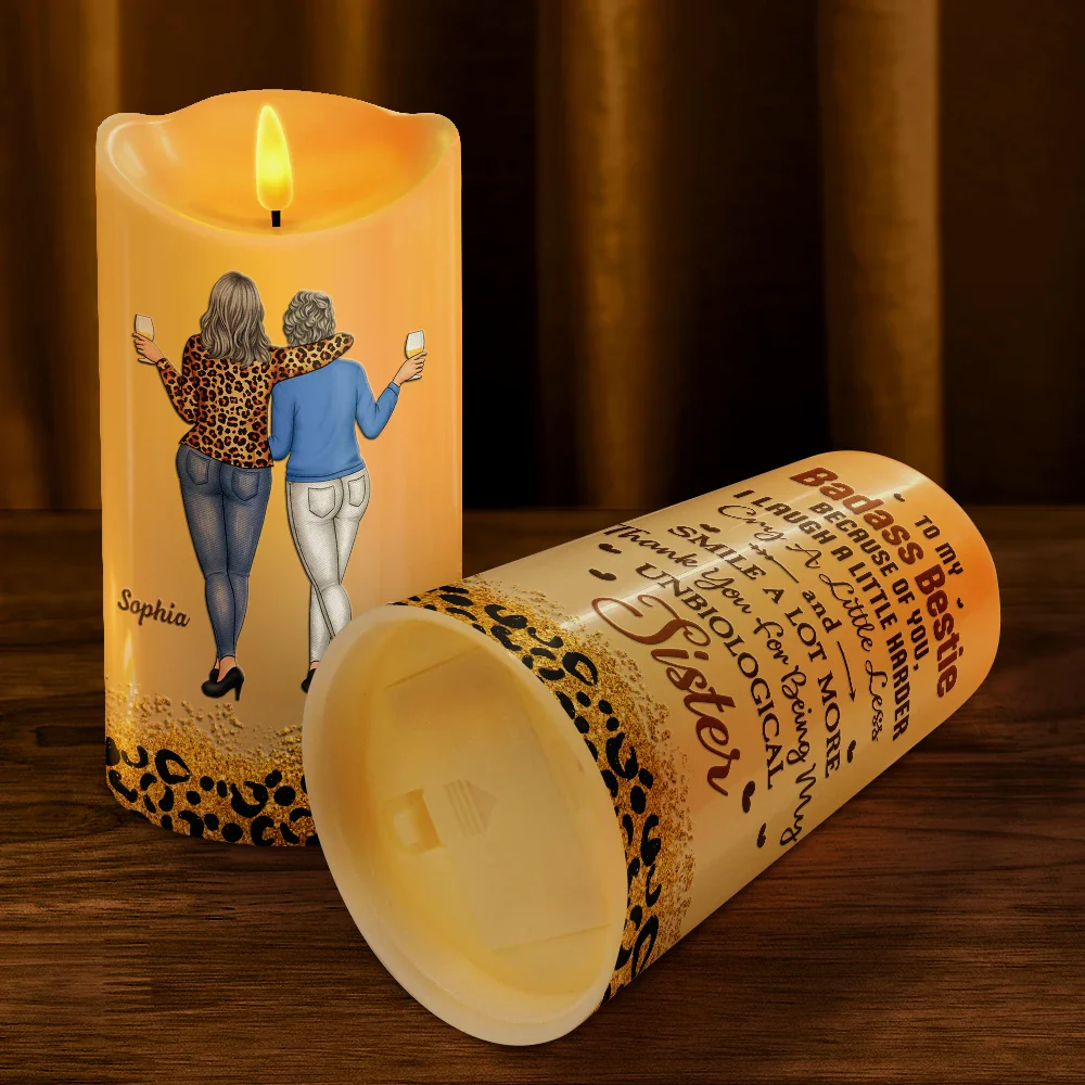 Because Of You I Laugh A Little Harder - Personalized Flameless LED Candle