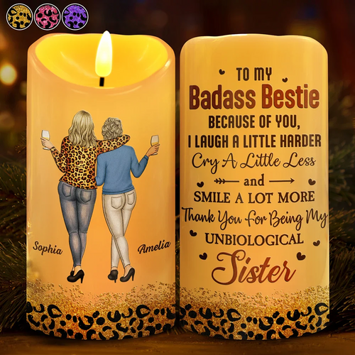 Because Of You I Laugh A Little Harder - Personalized Flameless LED Candle