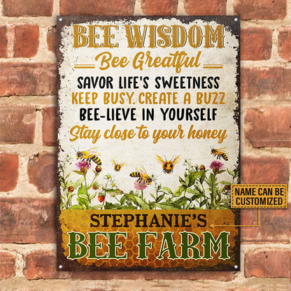 Bee Farm Garden Bee Wisdom Custom Classic Metal Signs