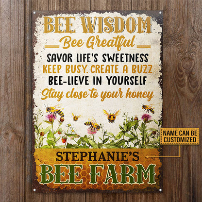 Bee Farm Garden Bee Wisdom Custom Classic Metal Signs