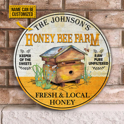 Bee Fresh Local Honey Custom Wood Circle Sign