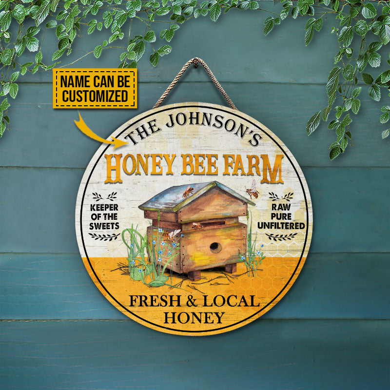 Bee Fresh Local Honey Custom Wood Circle Sign