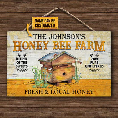 Bee Fresh Local Honey Custom Wood Rectangle Sign