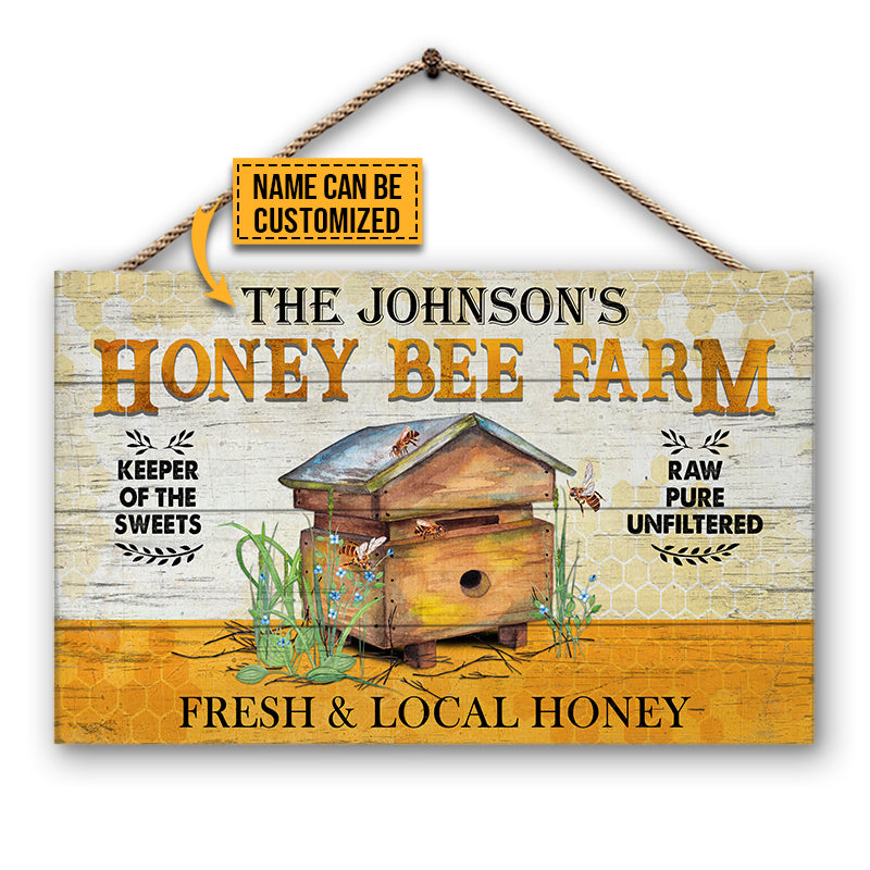 Bee Fresh Local Honey Custom Wood Rectangle Sign