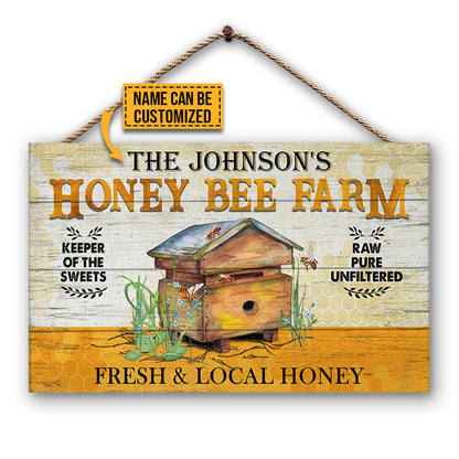 Bee Fresh Local Honey Custom Wood Rectangle Sign