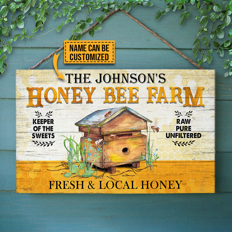 Bee Fresh Local Honey Custom Wood Rectangle Sign