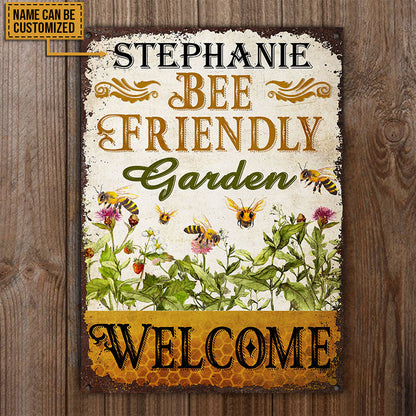 Bee Friendly Garden Custom Classic Metal Signs, Special Gift For Gardener