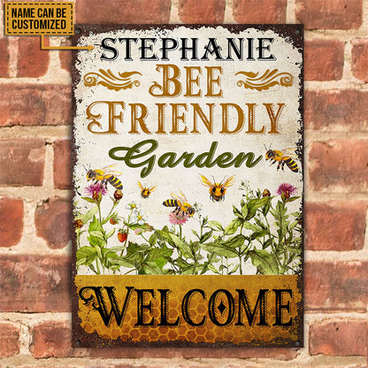 Bee Friendly Garden Custom Classic Metal Signs, Special Gift For Gardener