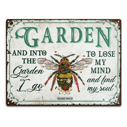 Wander Prints Gardener Gift, Birthday Gifts For Mom, Mom, Grandma, Grandpa Who Love Garden - Bee Garden Sign Unique House Warming Gift For Gardening Lovers, Rustic Metal Sign, Garden Stake, Yard Patio Outdoor Decor