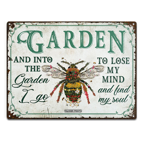 Wander Prints Gardener Gift, Birthday Gifts For Mom, Mom, Grandma, Grandpa Who Love Garden - Bee Garden Sign Unique House Warming Gift For Gardening Lovers, Rustic Metal Sign, Garden Stake, Yard Patio Outdoor Decor