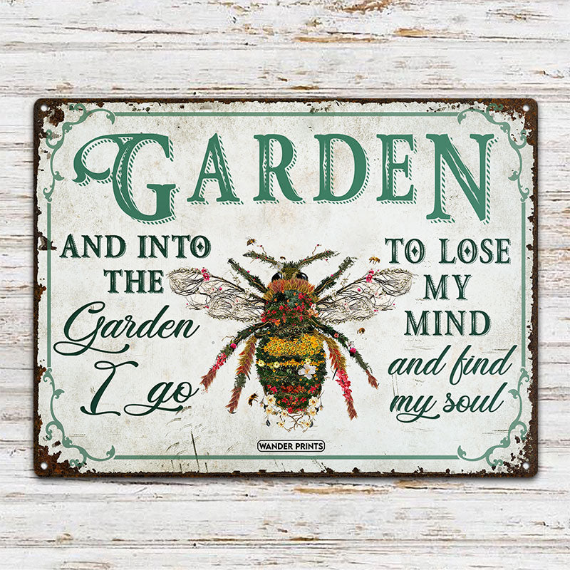 Wander Prints Gardener Gift, Birthday Gifts For Mom, Mom, Grandma, Grandpa Who Love Garden - Bee Garden Sign Unique House Warming Gift For Gardening Lovers, Rustic Metal Sign, Garden Stake, Yard Patio Outdoor Decor