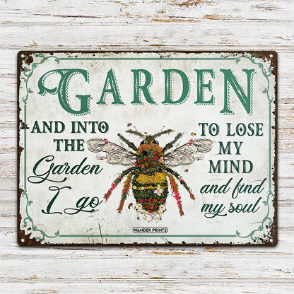 Wander Prints Gardener Gift, Birthday Gifts For Mom, Mom, Grandma, Grandpa Who Love Garden - Bee Garden Sign Unique House Warming Gift For Gardening Lovers, Rustic Metal Sign, Garden Stake, Yard Patio Outdoor Decor