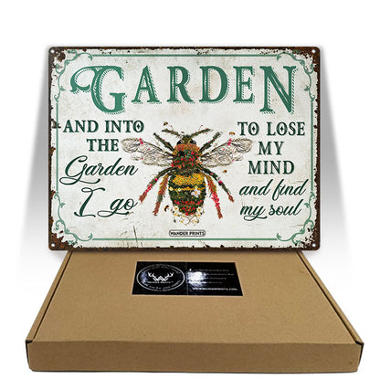 Wander Prints Gardener Gift, Birthday Gifts For Mom, Mom, Grandma, Grandpa Who Love Garden - Bee Garden Sign Unique House Warming Gift For Gardening Lovers, Rustic Metal Sign, Garden Stake, Yard Patio Outdoor Decor
