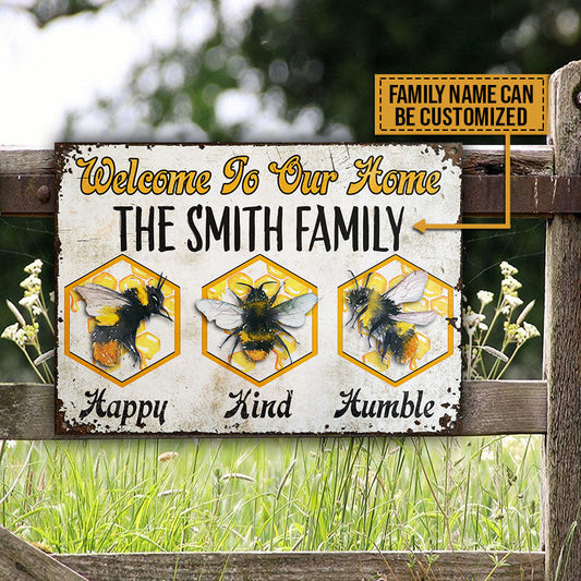 Bee Happy Kind Humble Custom Classic Metal Signs