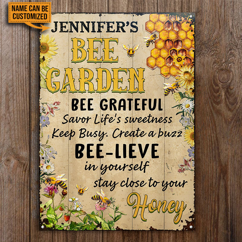 Bee Wisdom Garden, Bee Lover, Bee Farm, Garden Decor, Custom Classic Metal Signs