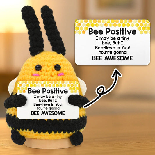 Bee Positive You Are Gonna Bee Awesome - Personalized Doll Crochet With Custom Card