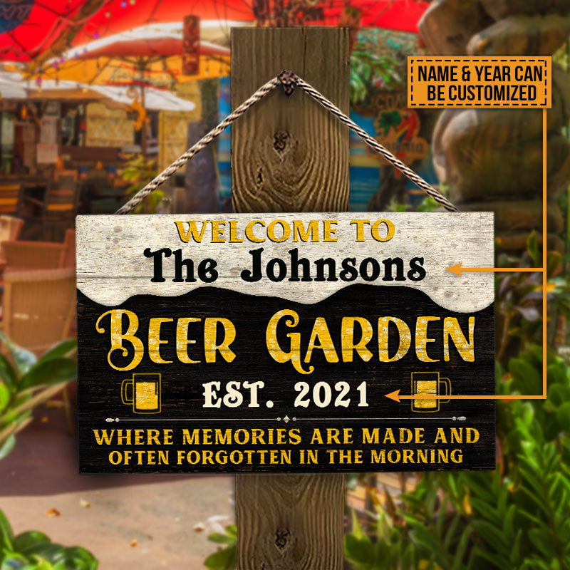 Beer Garden Memories Are Made Custom Wood Rectangle Sign