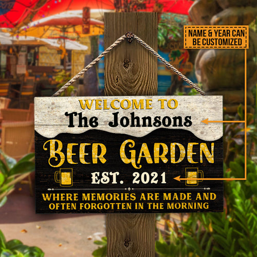 Beer Garden Memories Are Made Custom Wood Rectangle Sign