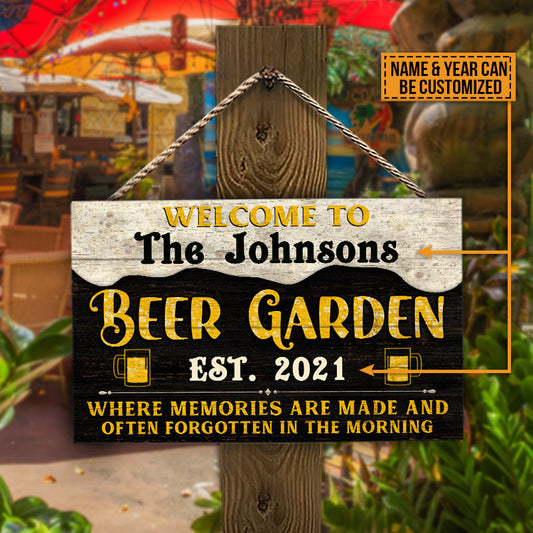 Beer Garden Memories Are Made Custom Wood Rectangle Sign