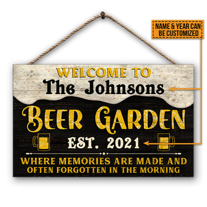 Beer Garden Memories Are Made Custom Wood Rectangle Sign