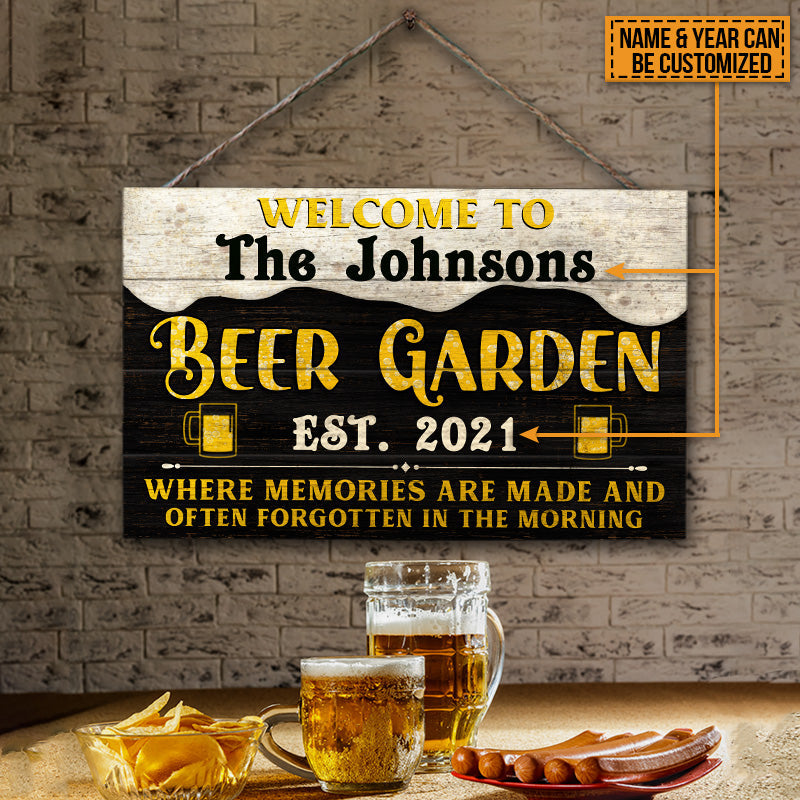 Beer Garden Memories Are Made Custom Wood Rectangle Sign