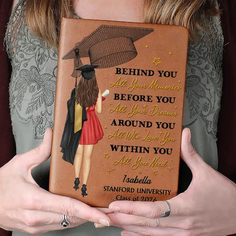 Behind You All Memories - Personalized Leather Journal