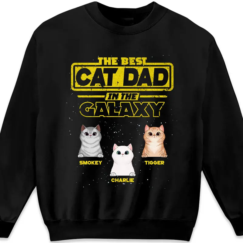 Best Cat Dad In The Galaxy - Gift For Cat Dad, Cat Mom - Personalized Unisex T-Shirt Shirts & Tops The Next Custom Gift