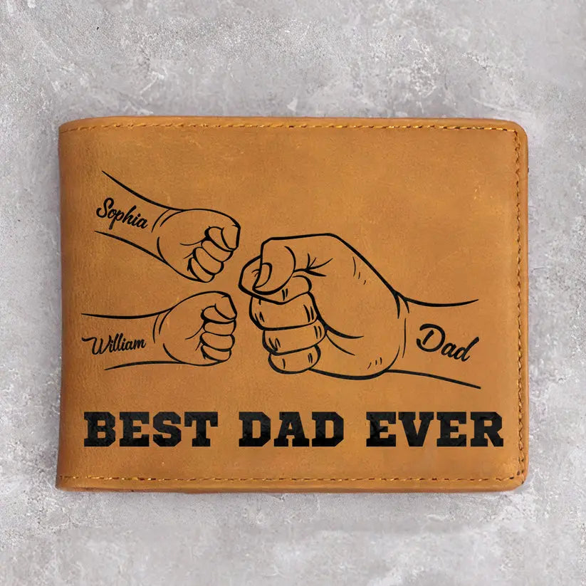 Best Dad Ever Father's Day Gift Custom Kids' Names - Personalized Leather Wallet Leather Wallet The Next Custom Gift