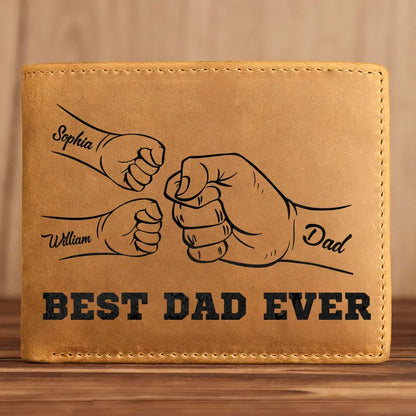 Best Dad Ever Father's Day Gift Custom Kids' Names - Personalized Leather Wallet Leather Wallet The Next Custom Gift