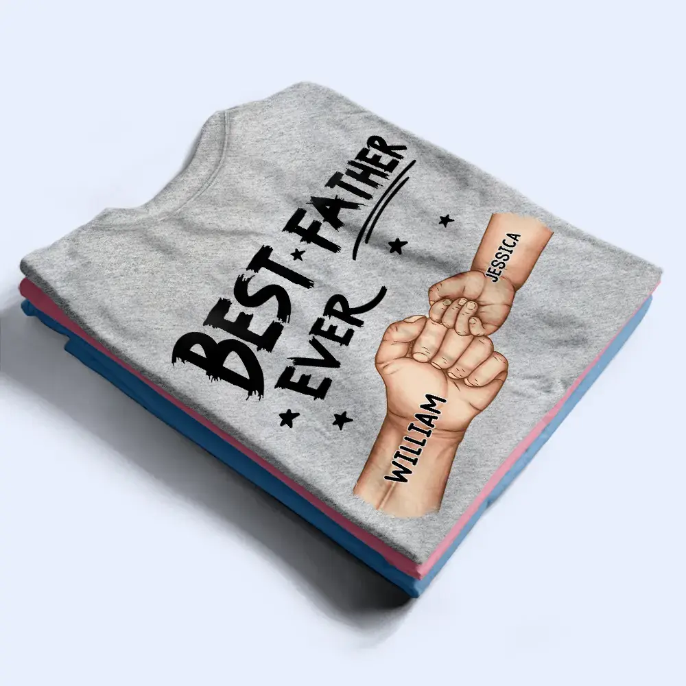 Best Dad Grandpa Ever Fist Bump - Personalized Back Printed T Shirt Shirts & Tops The Next Custom Gift