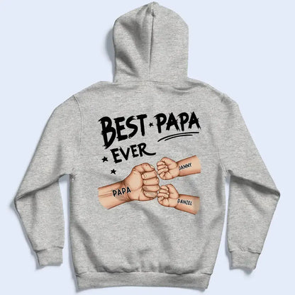 Best Dad Grandpa Ever Fist Bump - Personalized Back Printed T Shirt Shirts & Tops The Next Custom Gift