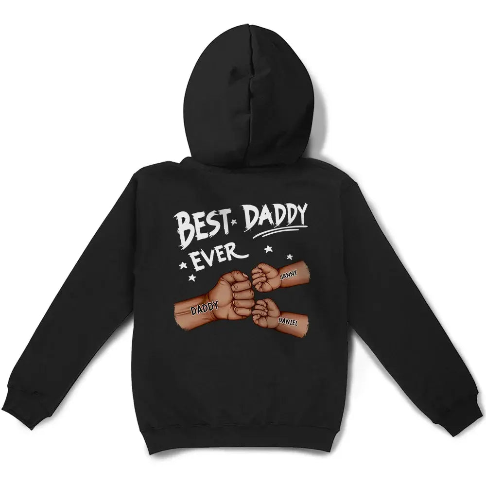 Best Dad Grandpa Ever Fist Bump - Personalized Back Printed T Shirt Shirts & Tops The Next Custom Gift