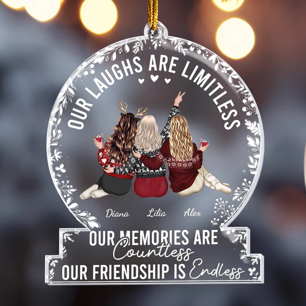 Our laughs are limitless, Our memories are countless, Our friendship is endless - Personalized Friends Ornament