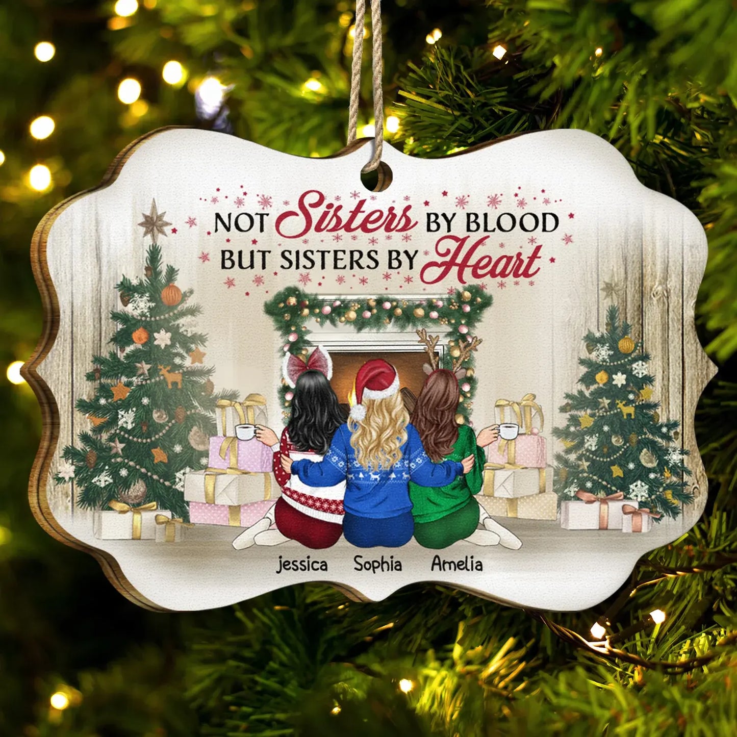 Best Friends Not Sisters By Blood But Sisters By Heart - Christmas Gift For BFF - Personalized Wooden Ornament ornament The Next Custom Gift