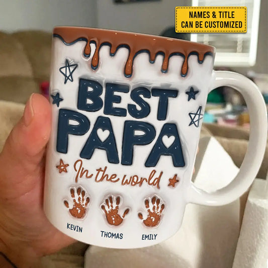 Best Grandpa In The World - Family Personalized Custom 3D Inflated Effect Printed Mug - Father's Day, Gift For Dad, Grandpa Mug The Next Custom Gift