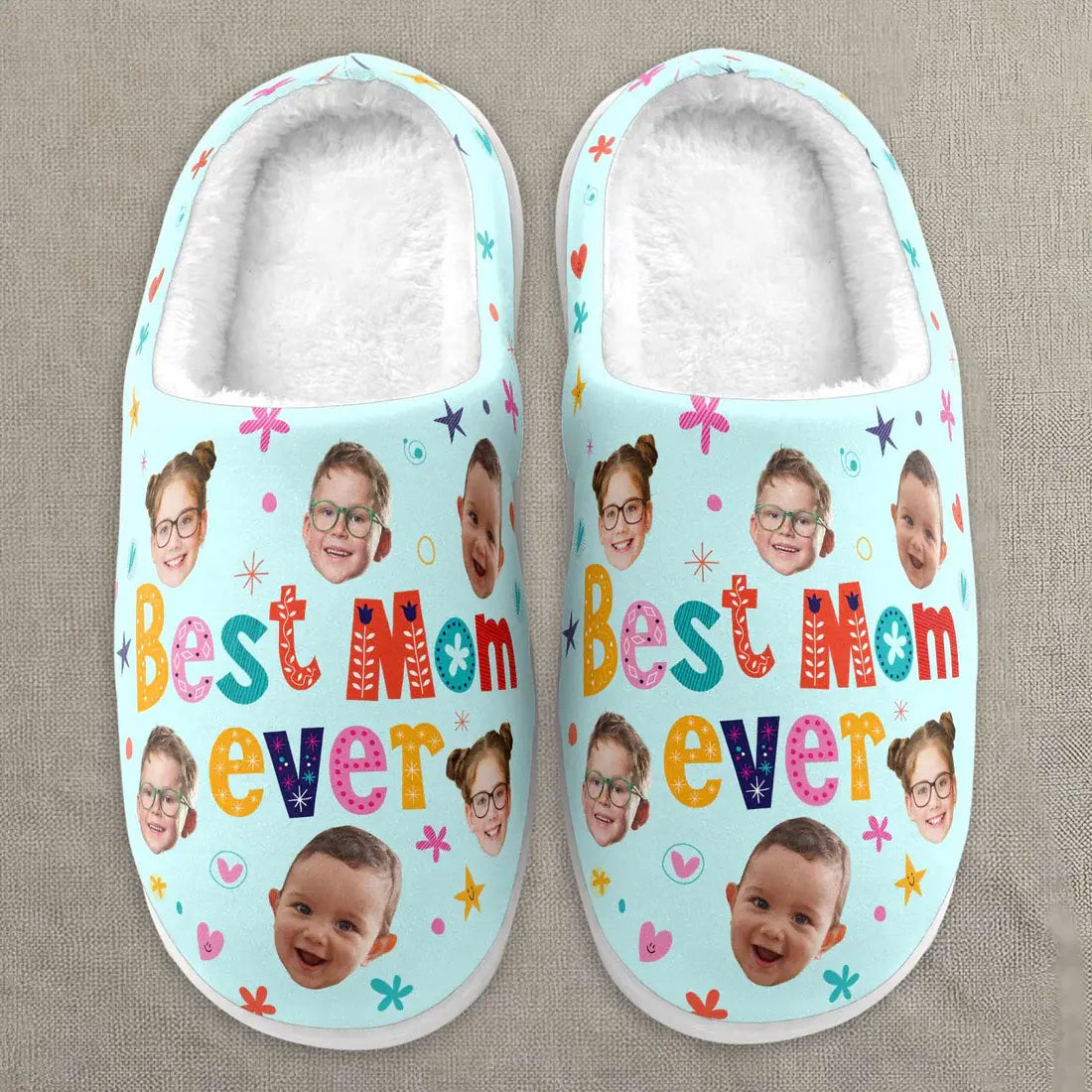 Best Mom Ever, Best Grandma - Personalized Photo Slippers Fluffy Slippers The Next Custom Gift