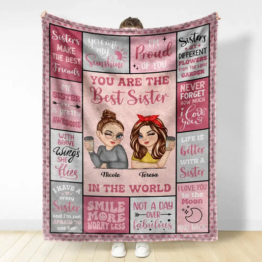 Best Sister In The World - Personalized Fleece Blanket Blanket Blanket The Next Custom Gift