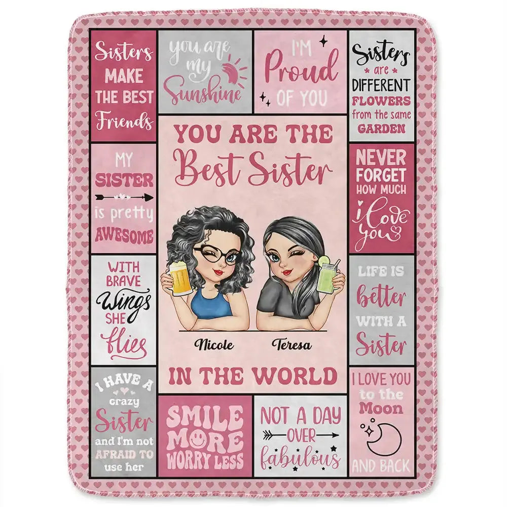 Best Sister In The World - Personalized Fleece Blanket Blanket Blanket The Next Custom Gift