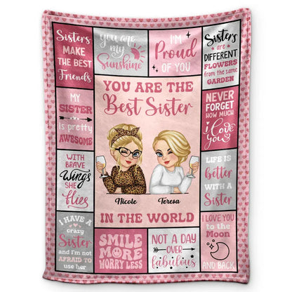 Best Sister In The World - Personalized Fleece Blanket Blanket Blanket The Next Custom Gift