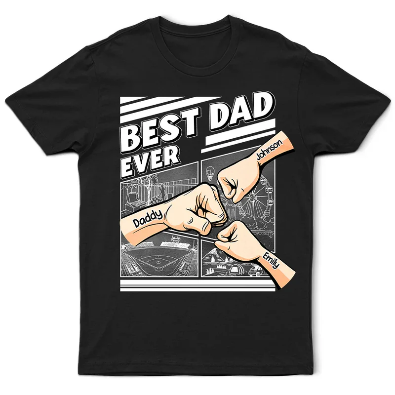 Best Dad Grandpa Hand Punch Side View - Personalized T Shirt