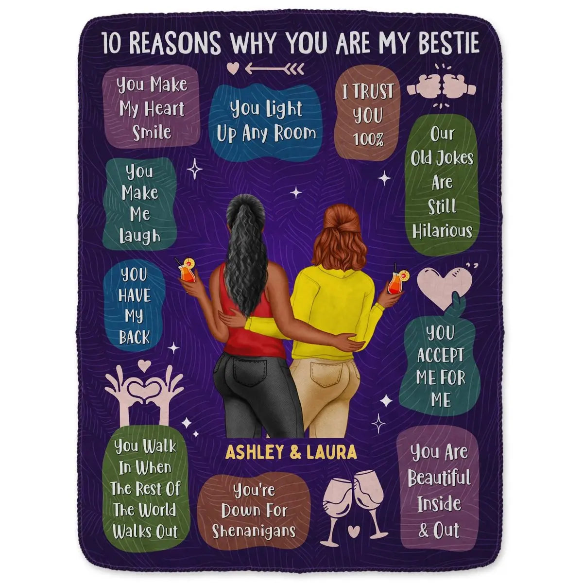 Bestie  - 10 Reasons Why You Are My Bestie - Personalized Blanket (VT) Blanket The Next Custom Gift